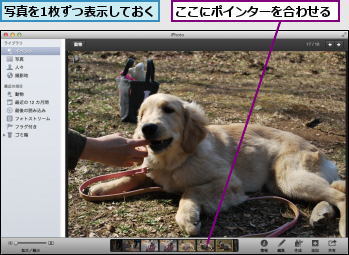 ここにポインターを合わせる,写真を1枚ずつ表示しておく