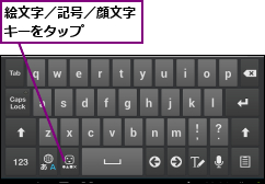 絵文字／記号／顔文字キーをタップ    