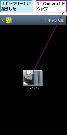 1［Camera］をタップ,［ギャラリー］が起動した    
