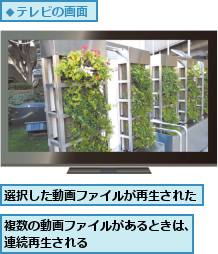 複数の動画ファイルがあるときは、連続再生される        ,選択した動画ファイルが再生された