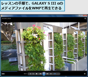 レッスンの手順で、GALAXY S III αのメディアファイルをWMPで再生できる   
