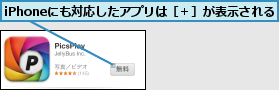 iPhoneにも対応したアプリは［＋］が表示される