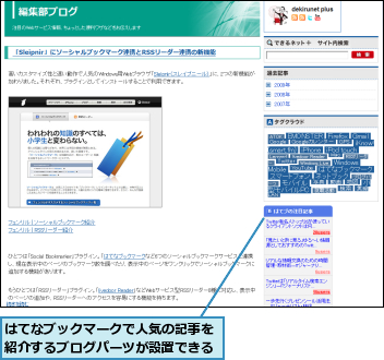 はてなブックマークで人気の記事を紹介するブログパーツが設置できる