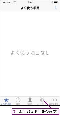 2［キーパッド］をタップ