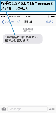 相手にはSMSまたはiMessageで メッセージが届く   