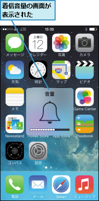 着信音量の画面が表示された  