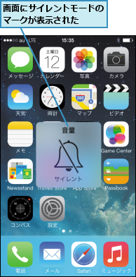 画面にサイレントモードのマークが表示された  