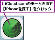 1 iCloud.comのホーム画面で ［iPhoneを探す］をクリック  